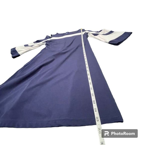 Cold Shoulder Navy Shift Dress with Long Bell Sleeves XL - Picture 6 of 13